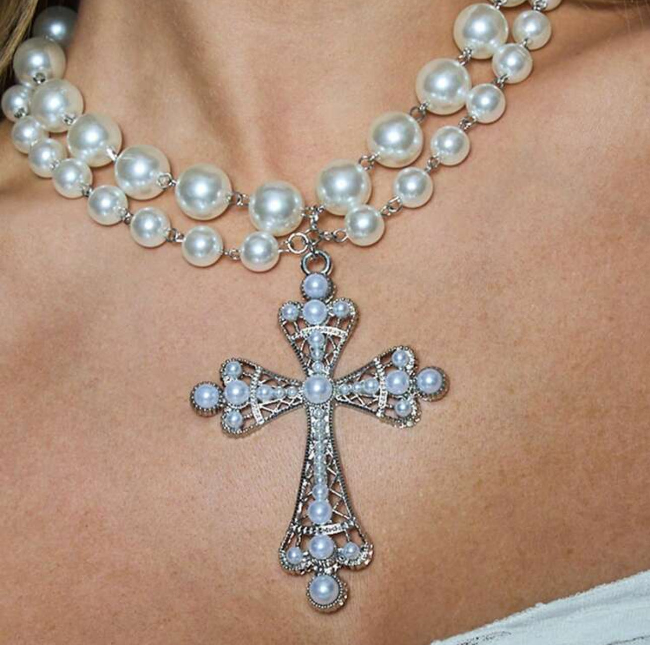 Pearl Cross Necklace